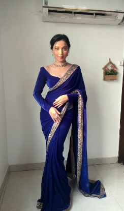 Picture of Ready-to-Wear Velvet Saree with Exquisite Embroidery