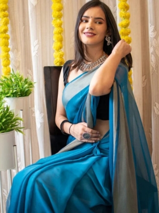 Picture of Rainbow Chiffon Symphony  Ready-to-Wear Multicolor Saree