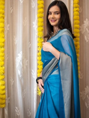 Picture of Rainbow Chiffon Symphony  Ready-to-Wear Multicolor Saree