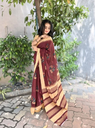 Picture of The Maroon Cotton Printed Saree You've Been Waiting For