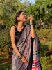 Picture of Soft Cotton Block Printed Saree With Gray Color