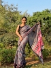 Picture of Soft Cotton Block Printed Saree With Gray Color