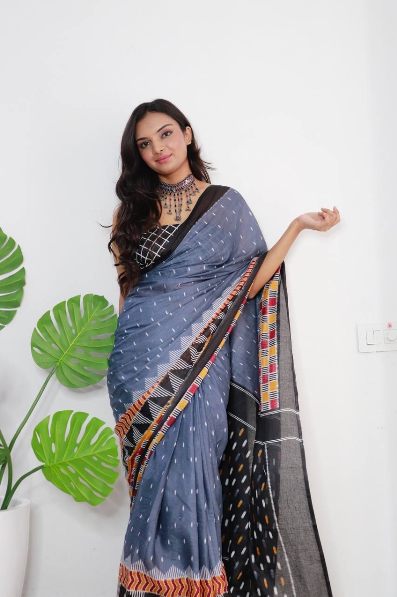 Picture of Soft Cotton Jaipur Block Print Saree