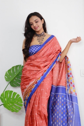 Picture of Soft Cotton Jaipur Block Print Saree