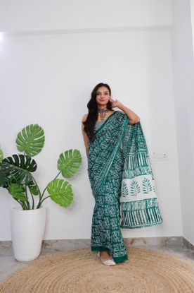 Picture of Gorgeous Soft Cotton Jaipur Block Print Saree