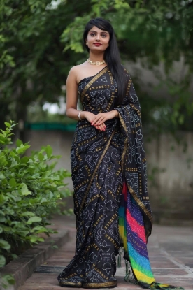 Picture of Most Demanded Block Print Bandhej Saree Collection