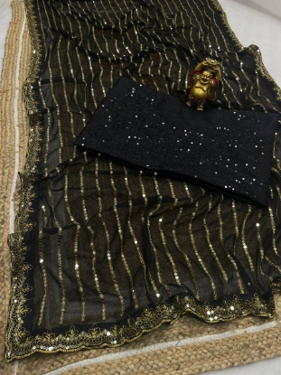 Picture of Shimmer and Flow in the Soft Georgette Sequin Saree Collection!