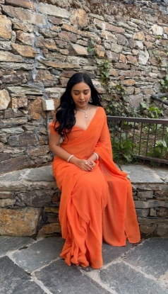 Picture of Stun in Elegance with Our Ready-to-Wear Saree in Orange