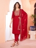 Picture of Viscose Embroidered Kurti Set with Dupatta and Pants