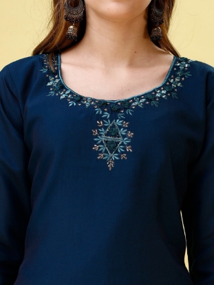 Picture of  Sparkle and Shine with Our Blue Embroidered Kurti Set