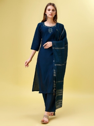 Picture of  Sparkle and Shine with Our Blue Embroidered Kurti Set