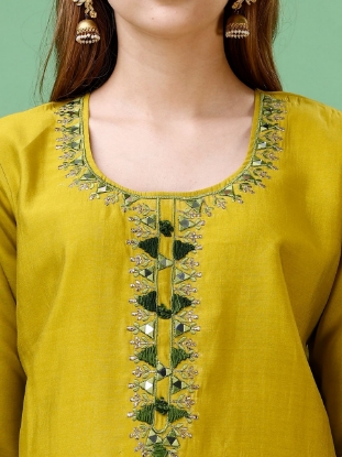 Picture of  Sparkle and Shine with Our Mustard Embroidered Kurti Set