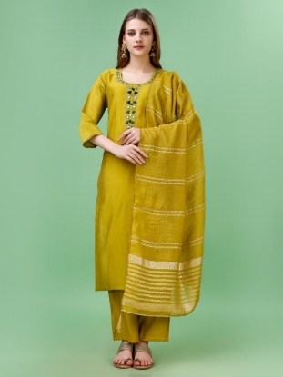 Picture of  Sparkle and Shine with Our Mustard Embroidered Kurti Set