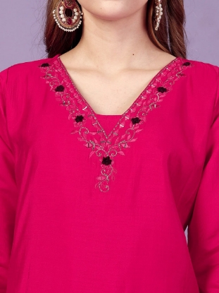 Picture of  Sparkle and Shine with Our Red Embroidered Kurti Set