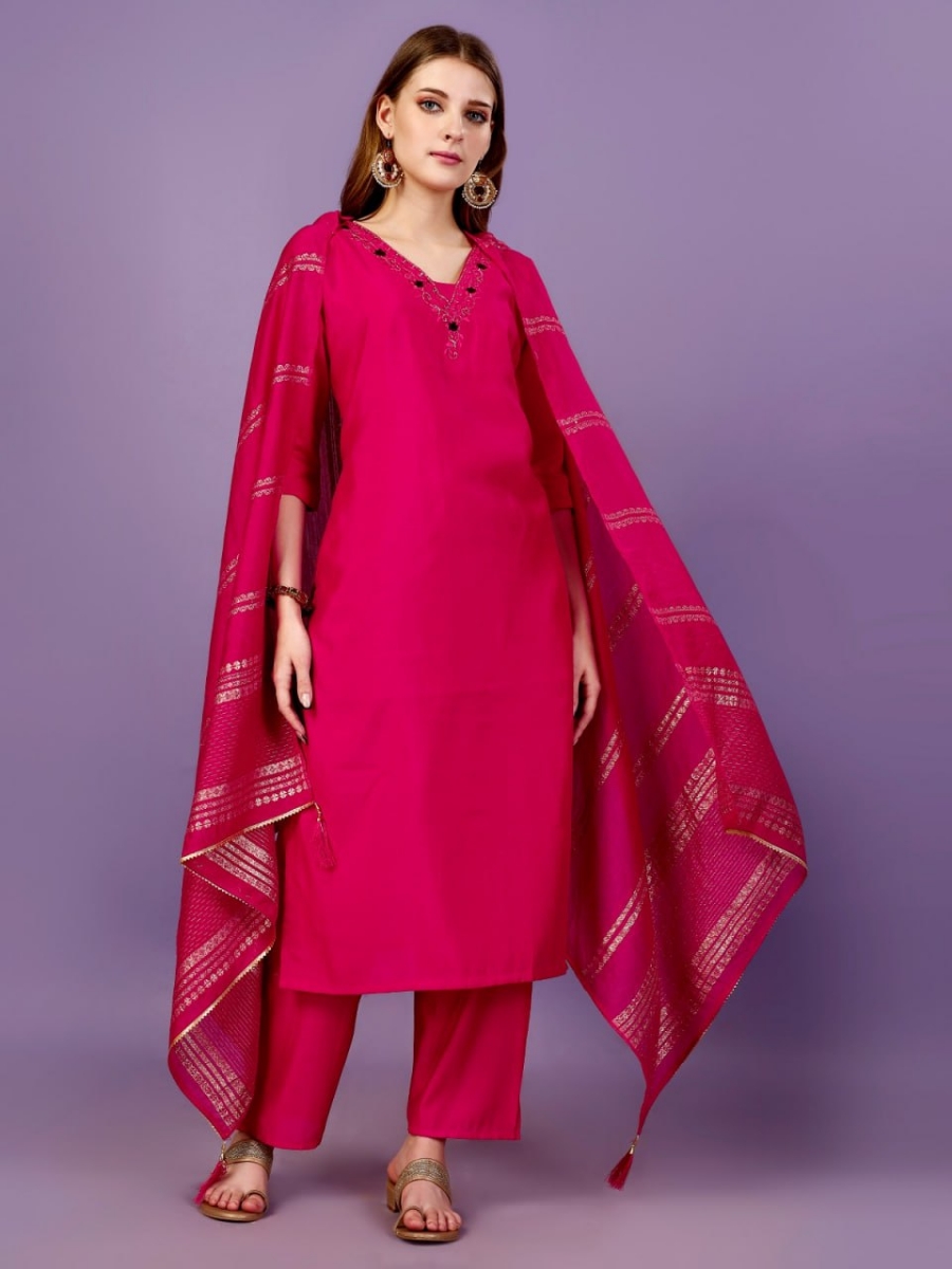 Picture of  Sparkle and Shine with Our Red Embroidered Kurti Set