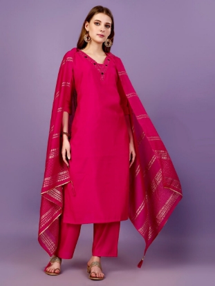 Picture of  Sparkle and Shine with Our Red Embroidered Kurti Set