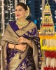 Picture of Golden Grandeur in Litchi Silk: The New Ready-to-Wear Saree by Outfitpulse