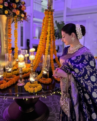 Picture of Golden Grandeur in Litchi Silk: The New Ready-to-Wear Saree by Outfitpulse