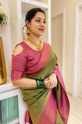 Picture of Be the Star of Every Celebration: The Copper Jari Saree