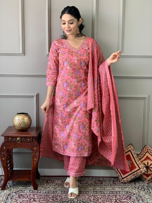 Picture of Effortless Style Meets Comfort: The Cotton Kurta Set with Afghani Pants