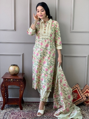 Picture of Cotton Kurta Set with Afghani Pants