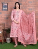 Picture of Beautiful Green and Pink Cotton Kurti Pant Set with Malmal Dupatta 