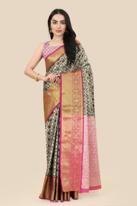 Picture of Enchanting Kanchipuram Tissue Saree with Zari Majesty