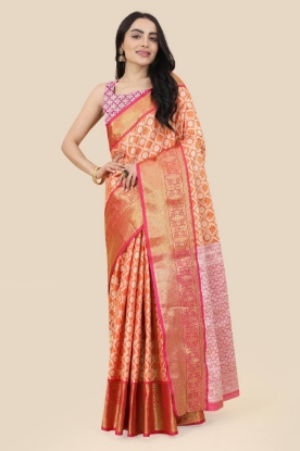 Picture of Enchanting Kanchipuram Tissue Saree with Zari Majesty