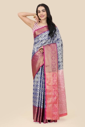 Picture of Enchanting Kanchipuram Tissue Saree with Zari Majesty