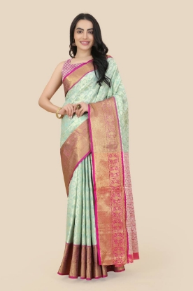 Picture of Enchanting Kanchipuram Tissue Saree with Zari Majesty