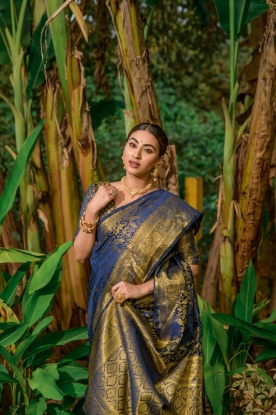 Picture of Exquisite Lichi Silk Saree with Breathtaking Zari Work