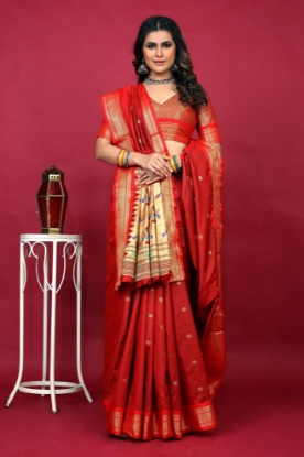 Picture of Stunning Paithani Saree in 7 Vibrant Meenakari Colors