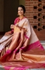 Picture of Luxurious Pure Lichi Silk Saree with Golden Jari Work