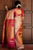 Picture of Luxurious Pure Lichi Silk Saree with Golden Jari Work