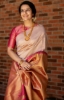 Picture of Luxurious Pure Lichi Silk Saree with Golden Jari Work