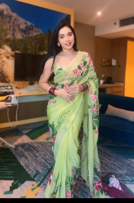 Picture of Bloom with Elegance in our Multicolor Floral Georgette Saree