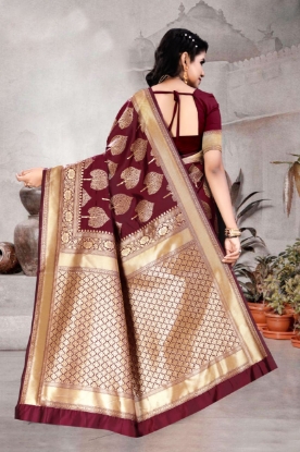 Picture of Unveiling Opulence - The All-Over Golden Jari Lichi Silk Saree