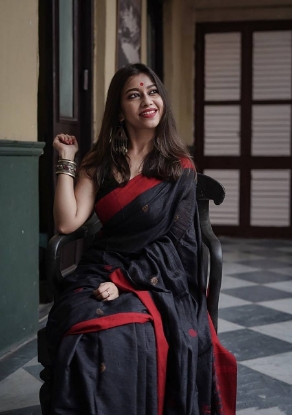 Picture of Stunning Lilan Saree with All-Over Weaving and Rich Pallu In Black