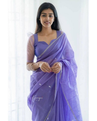 Picture of Stunning Jacquard Saree in Soft Lilan - Elegance Personified