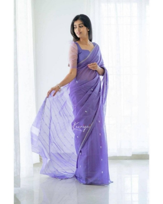 Picture of Stunning Jacquard Saree in Soft Lilan - Elegance Personified