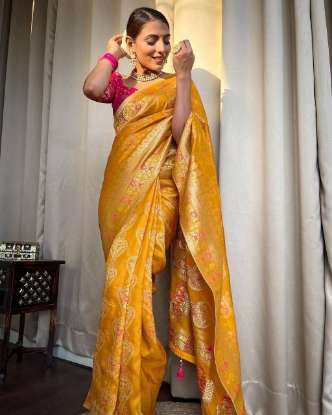 Picture of Litchi Silk Saree with Intricate Jacquard Design