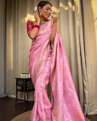 Picture of Litchi Silk Saree with Intricate Jacquard Design