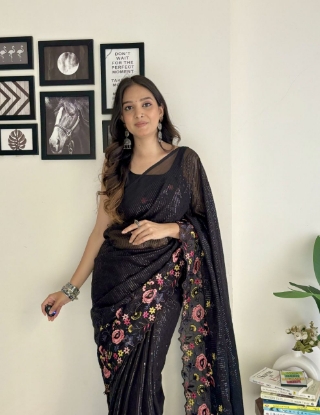 Picture of Shimmering Sequin Saree: A Vision of Elegance