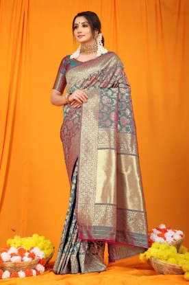 Picture of Kanchipuram Pure silk handloom saree with Pure Jari 