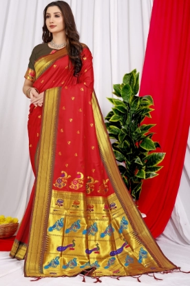 Picture of New Paithani Silk Sarees with Meenakari Work