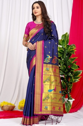 Picture of New Paithani Silk Sarees with Meenakari Work