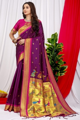 Picture of New Paithani Silk Sarees with Meenakari Work