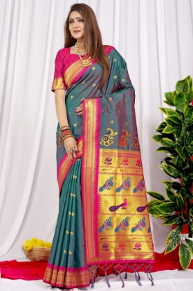 Picture of New Paithani Silk Sarees with Meenakari Work