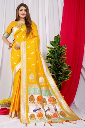 Picture of Stunning New Design Paithani Saree with Rich Pallu and Meenakari Work