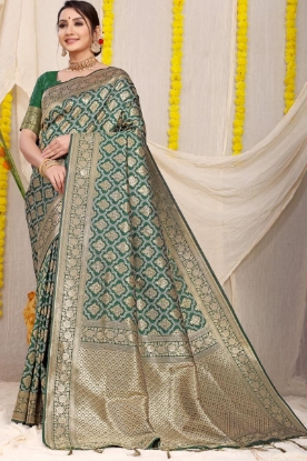 Picture of Pure Silk Handloom Saree with Pure Silver and Gold Zari